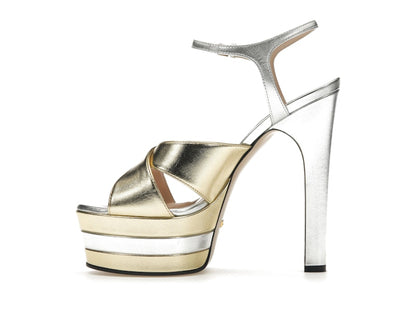 Gucci 135mm Platform Sandal Metallic Leather (Women's)
