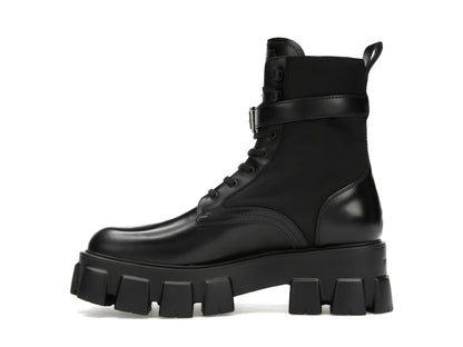 Prada Monolith 55mm Pouch Ankle Boots Black Leather