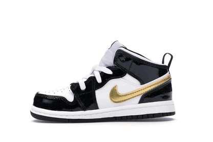 Jordan 1 Mid Patent Black White Gold (TD)