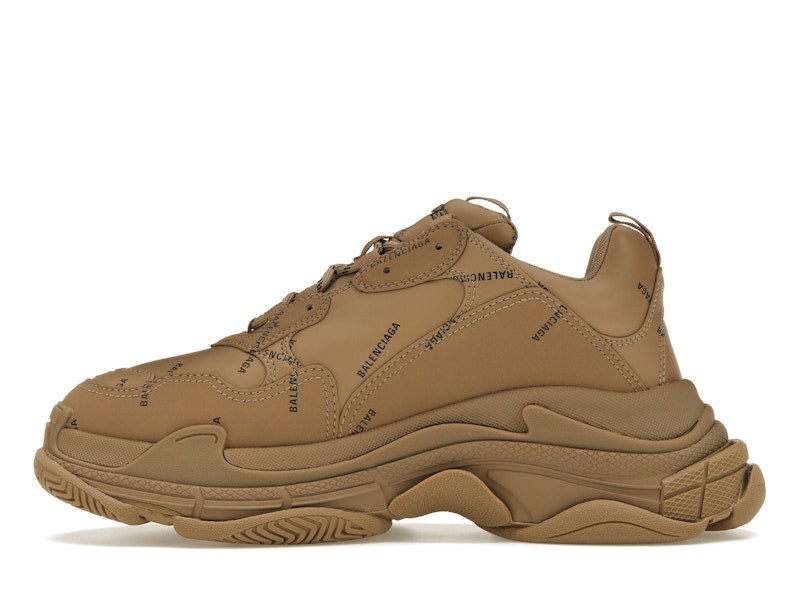 Balenciaga All Over Logo Triple S Beige