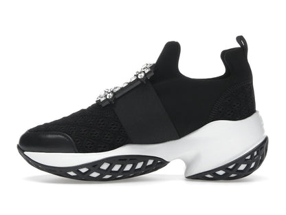 Roger Vivier Viv' Run Fabric Black White Crystal Buckle (Women's)