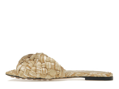 Bottega Veneta Raffia Stretch Flat Sandals Macadamia (Women's)