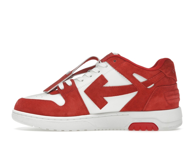 OFF-WHITE Out Of Office "OOO" Low Tops Brick Red White Suede