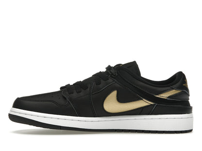 Jordan 1 Low FlyEase Black White Metallic Gold