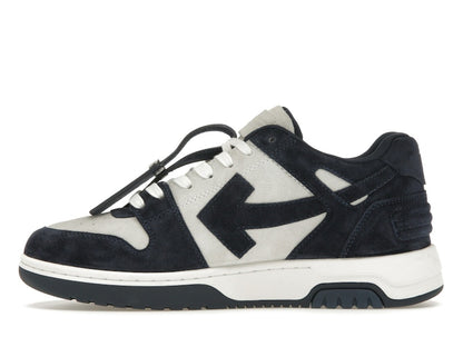OFF-WHITE Out Of Office OOO Low Tops White Navy Blue Suede