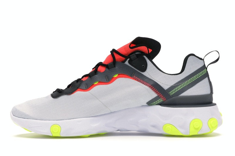 Nike React Element 55 Pure Platinum Bright Crimson Volt