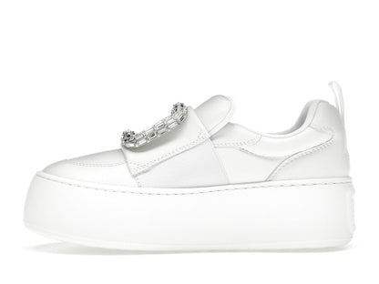 Roger Vivier Viv' Up White Crystal Buckle (Women's)