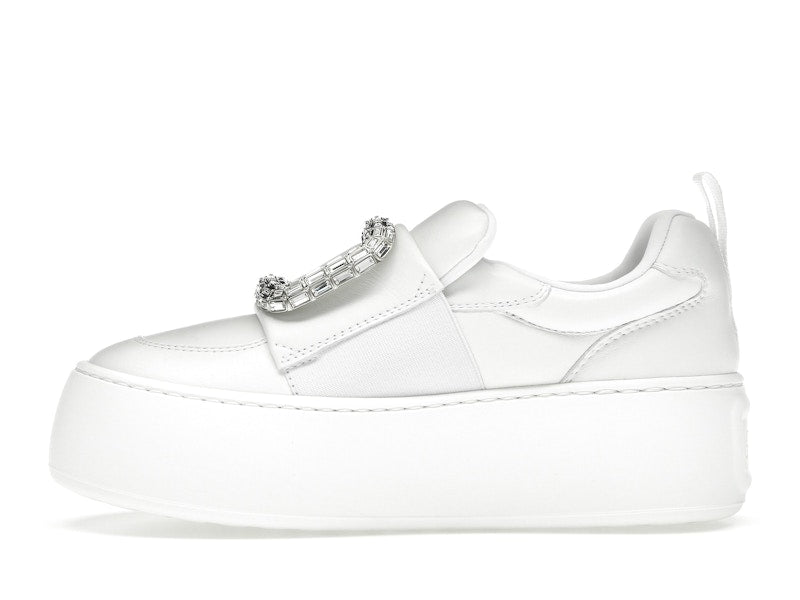 Roger Vivier Viv' Up White Crystal Buckle (Women's)