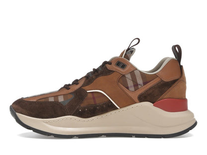 Burberry Check and Suede Sneakers Dark Birch Brown