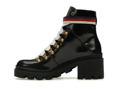 Gucci Sylvie Web 55mm Ankle Boot Black Leather