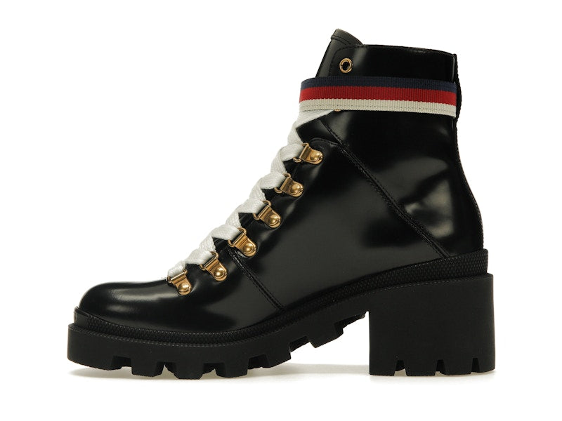 Gucci Sylvie Web 55mm Ankle Boot Black Leather