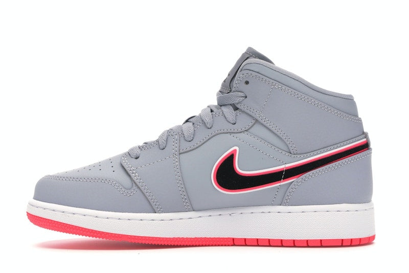 Jordan 1 Mid Wolf Grey Racer Pink Black (GS)