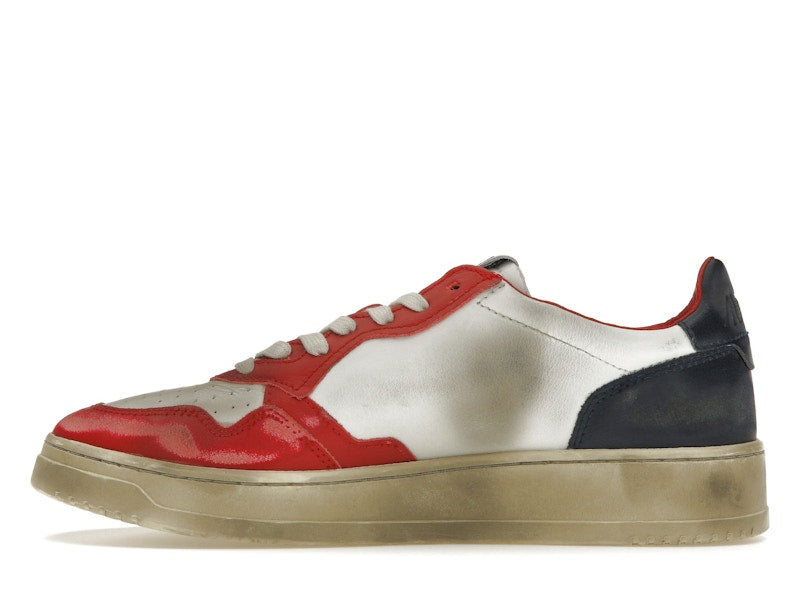 Autry Medalist Leather Low Super Vintage White Blue Red