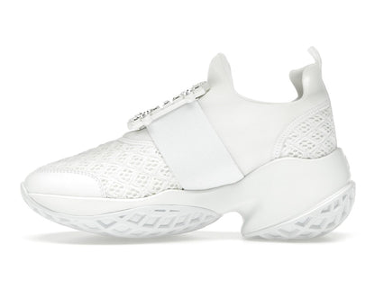 Roger Vivier Viv' Run Fabric White Crystal Buckle (Women's)