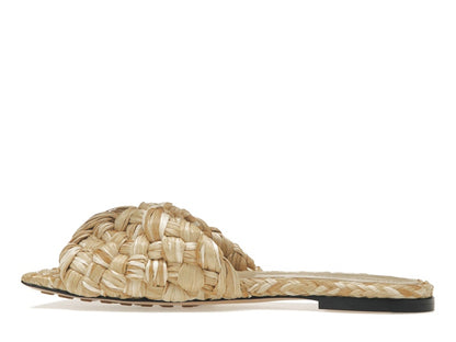 Bottega Veneta Raffia Stretch Flat Sandals Macadamia (Women's)