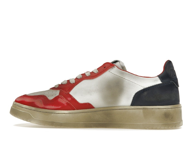 Autry Medalist Leather Low Super Vintage White Blue Red