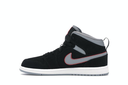 Jordan 1 Mid Black Particle Grey Gym Red (PS)