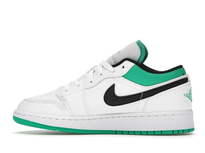 Jordan 1 Low White Lucky Green Tumbled Leather (GS)