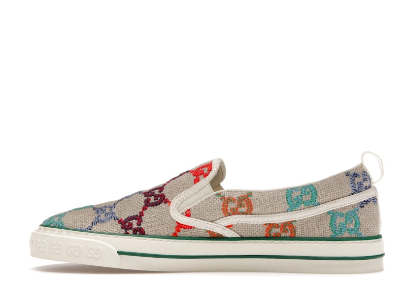 Gucci Tennis 1977 Slip On GG Logo White Multi