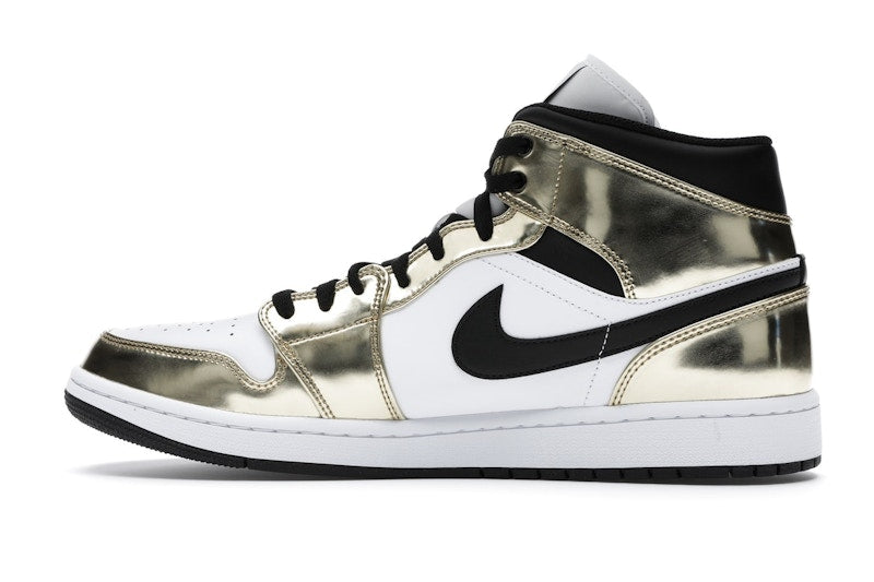 Jordan 1 Mid Metallic Gold Black White