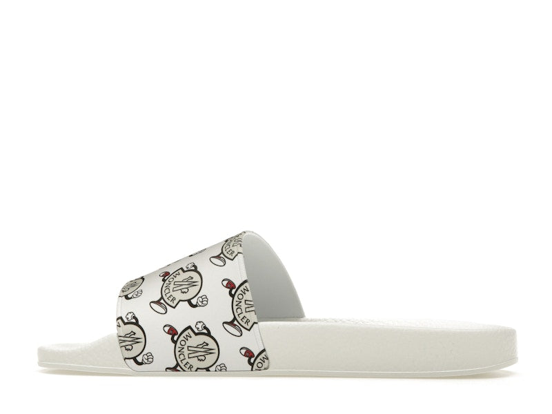 Moncler Basile Slide Logo Print White
