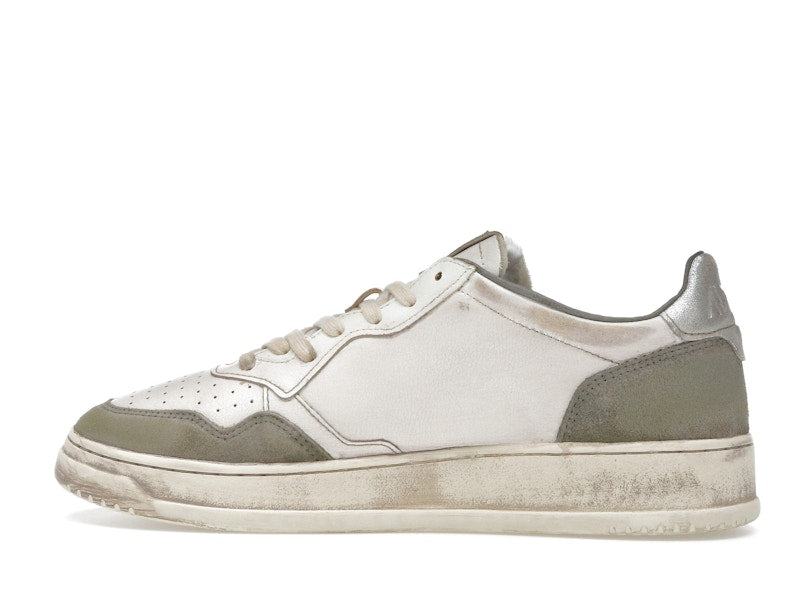 Autry Medalist Low Super Vintage White Silver Lizard