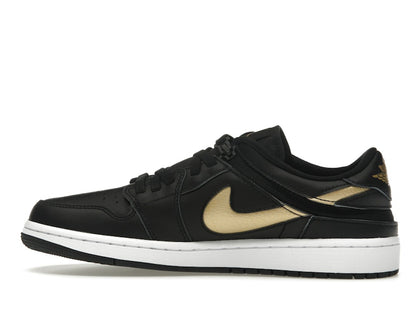Jordan 1 Low FlyEase Black White Metallic Gold