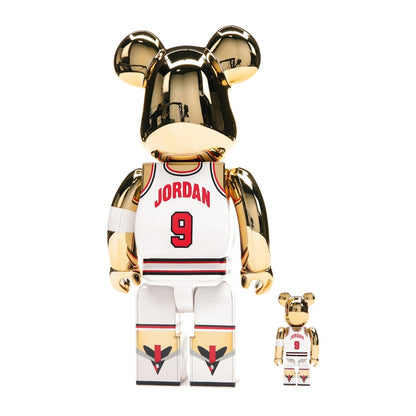 Bearbrick Michael Jordan 1992 Team USA (Dream Team) 100% & 400% Set Gold Chrome