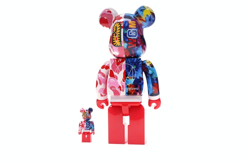 Bearbrick x Bape x Mika Ninagawa Shark 100% & 400% Set Pink