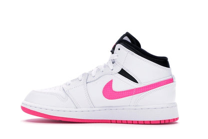 Jordan 1 Mid White Black Hyper Pink (GS)