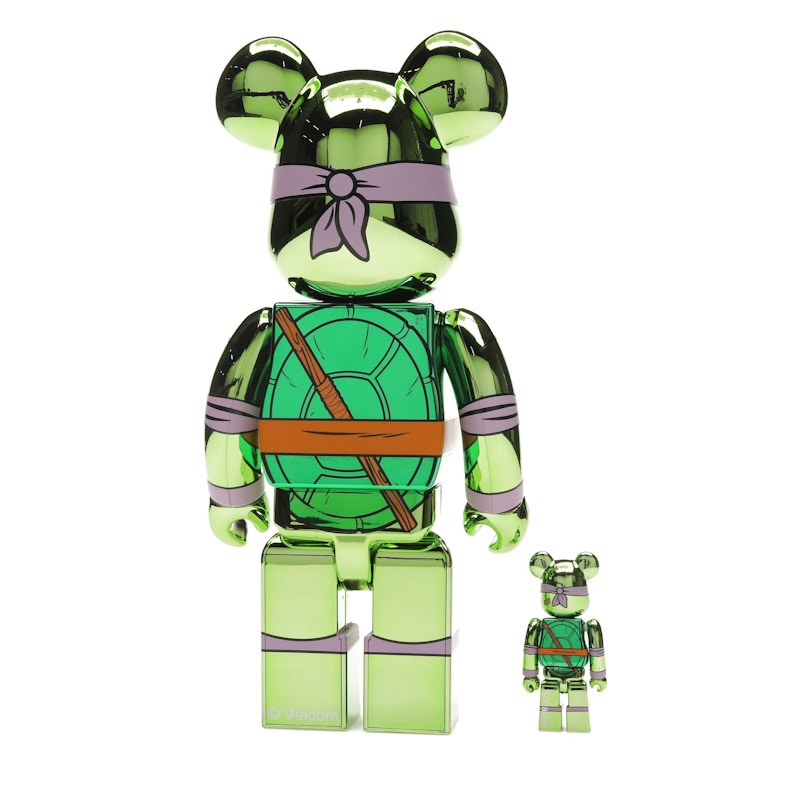 Bearbrick x Teenage Mutant Ninja Turtles Donatello 100% & 400% Set Chrome Ver.