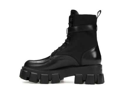 Prada Monolith 55mm Pouch Ankle Boots Black Leather
