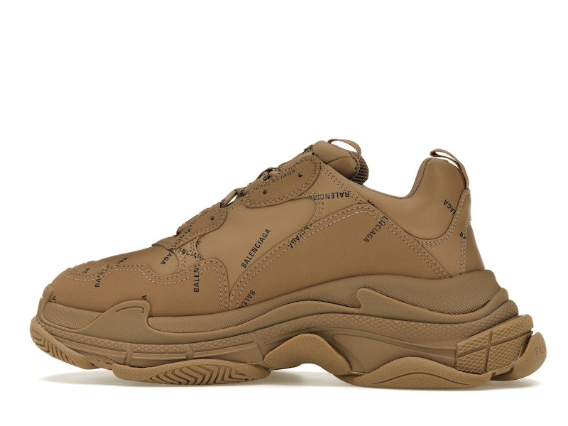 Balenciaga All Over Logo Triple S Beige