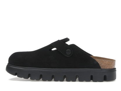 Birkenstock Boston Chunky Suede Black Black Sole (Narrow) (Women's)