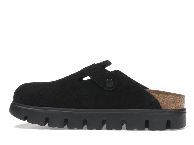 Birkenstock Boston Chunky Suede Black Black Sole (Narrow) (Women's)