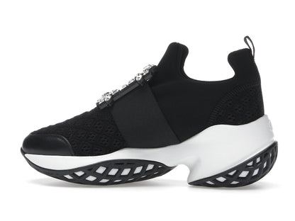 Roger Vivier Viv' Run Fabric Black White Crystal Buckle (Women's)