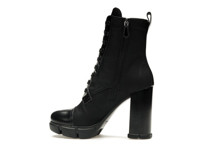 Prada 110 mm Nylon Booties Black Brushed Leather