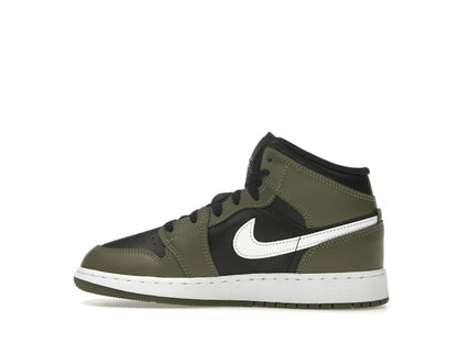 Jordan 1 Mid Black White Olive (GS)