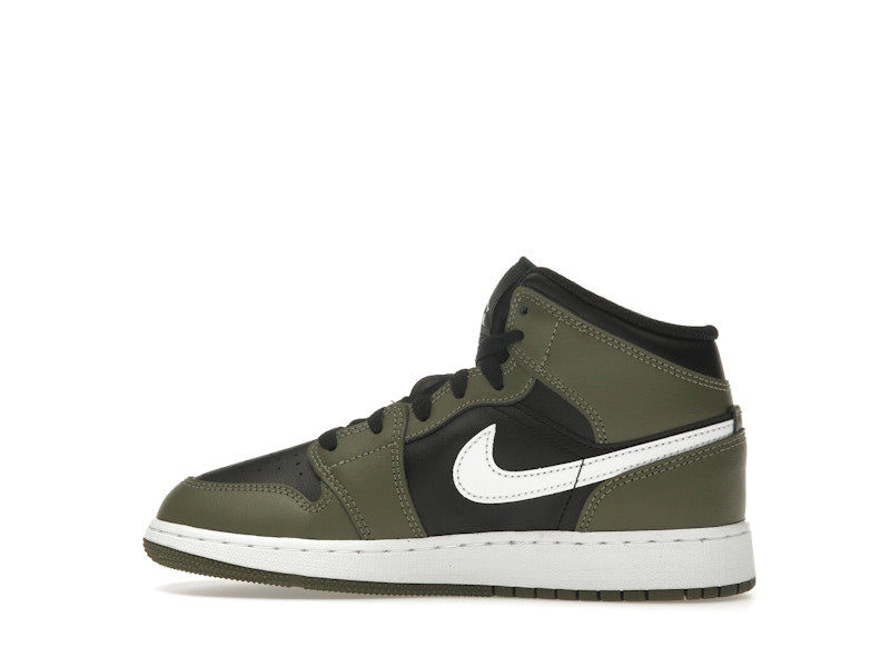 Jordan 1 Mid Black White Olive (GS)