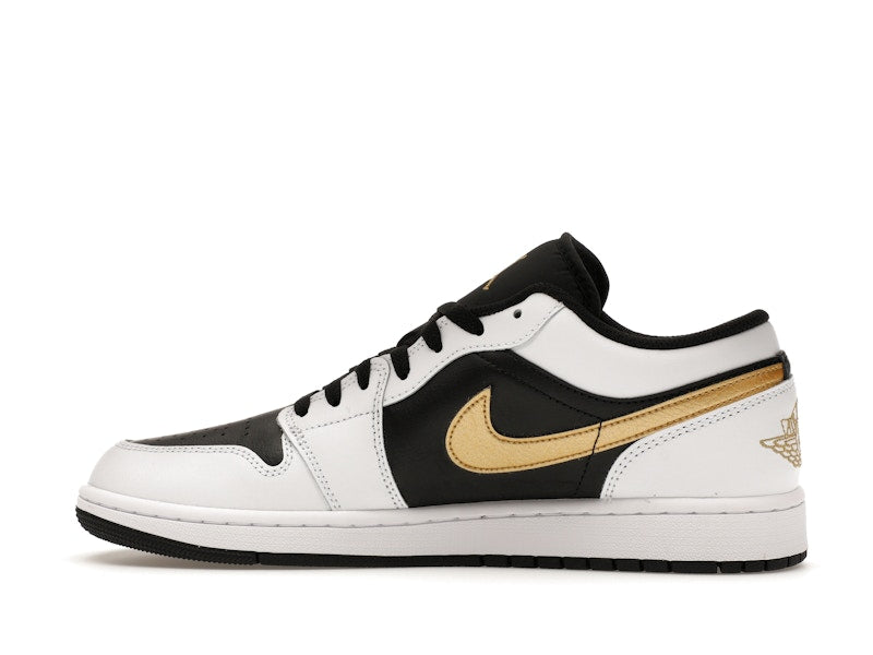 Jordan 1 Low White Black Metallic Gold Swoosh