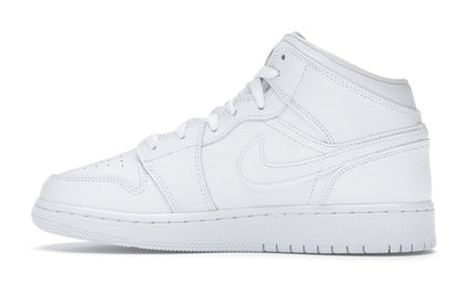 Jordan 1 Mid Triple White Tumbled Leather (GS)