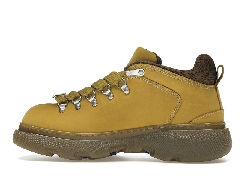 Burberry Lace Up Leather Ankle Boot Mustard Yellow