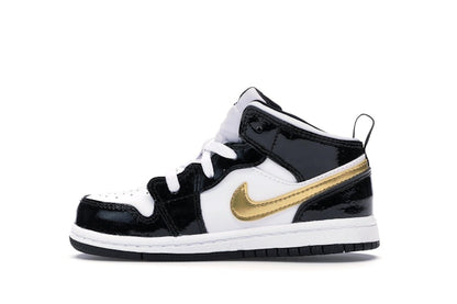 Jordan 1 Mid Patent Black White Gold (TD)