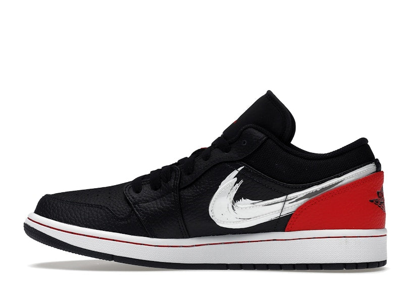 Jordan 1 Low Brushstroke Swoosh Black