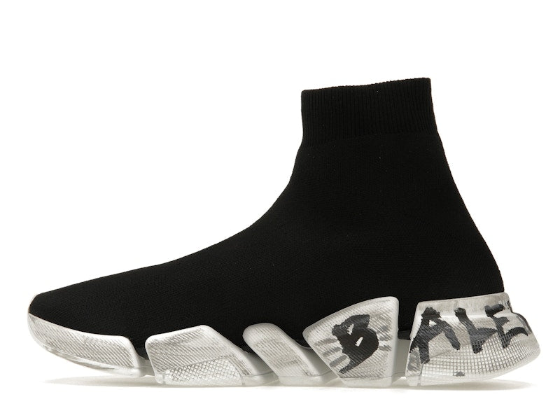 Balenciaga Speed 2.0 Graffiti Recycled Knit Black White