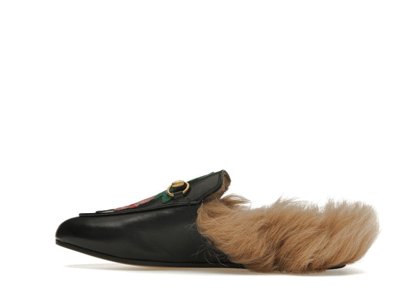 Gucci Floral Embroidered Princetown Mules Black (Women's)