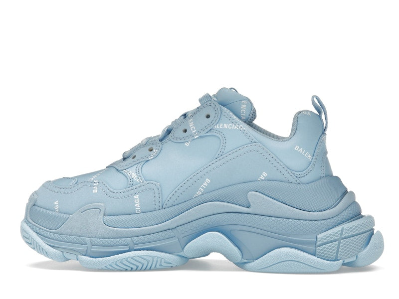 Balenciaga All Over Logo Triple S Blue Grey (Women's)