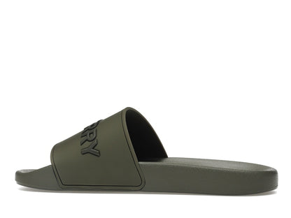 Burberry Embossed Logo Slides Dark Fern Green Black