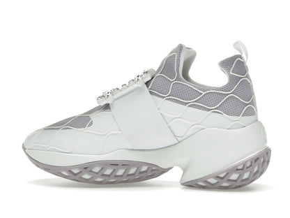 Roger Vivier Viv' Run Fabric White Purple Crystal Buckle (Women's)