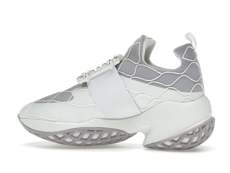 Roger Vivier Viv' Run Fabric White Purple Crystal Buckle (Women's)